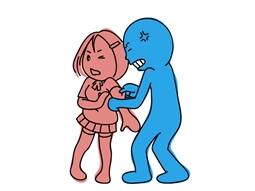 暴力をいやがる妻に振るう夫